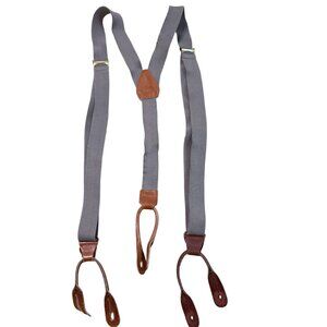 Lacoste Alligator Mens Gray Suspenders Leather O/S Preppy Vintage